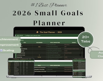 Planificador de objetivos definitivo 2026 en Google Sheets | Hoja de cálculo para el seguimiento de hábitos, plantilla para organizar la vida, panel de control de resoluciones del tablero de visión