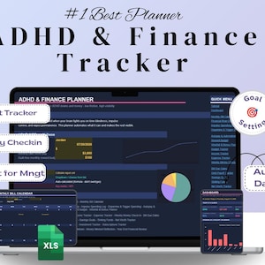 Google Sheets ADHD Life Planner | Executive Function Dashboard, Distraction Log, Energy Tracker, Smart Calendars & Budgeting