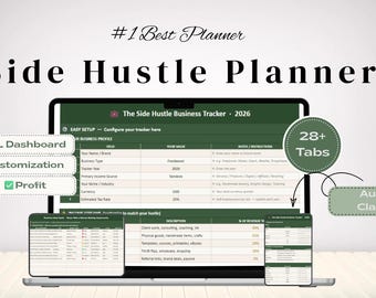 Small Business Tracker Google Sheets Excel | Ultimate Side Hustle Spreadsheet Planner | PL Dashboard, Client Log & Business Tax Tracker