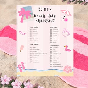 Lista di cose da fare per una gita al mare tra ragazze, pianificatore delle vacanze estive (download digitale)