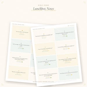 Bible Verse Lunchbox Notes, Christian Kids Scripture Cards (Instant Download)