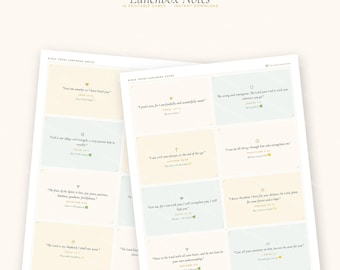 Bible Verse Lunchbox Notes, Christian Kids Scripture Cards (Instant Download)