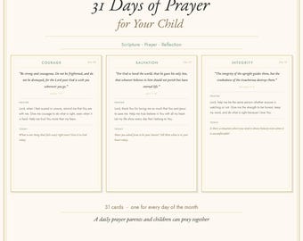 31 Days Child Prayer Cards | Scripture, Reflection (Digital Download)