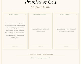 Promises of God Scripture Cards | Bible Verse Prayer Wall Print (Digital Download)