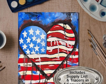 Heart of Freedom Painting Kit | DIY American Flag Art (Digital Download)