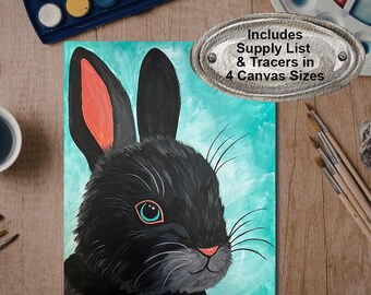 Black Bunny | DIY Paint Party | In Home Party | Instant Download | Instructions | Supply List