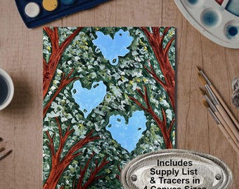 Love in Leaves Painting Tutorial | DIY Art Party (Digital Download)