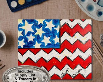 Fourth of July Flag Painting Kit | DIY In-Home Party (Digital Download)