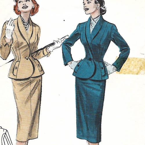 1950's Butterick 6817 Misses Fitted Suit Sewing Pattern - Etsy