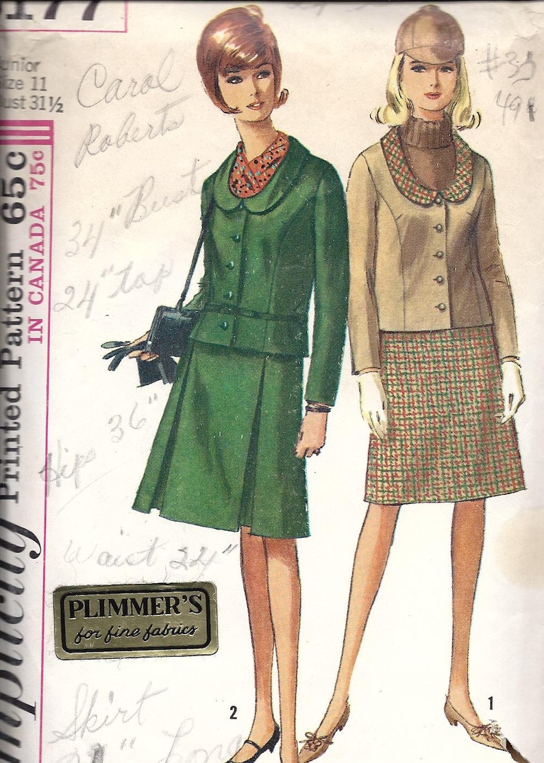 Juniors and Misses Suit With Two Skirts Simplicity 6177 Size Etsy