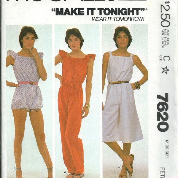 McCall's 7620 Misses Jumpsuit and Bubble Romper Playsuit Pattern P & S, Uncut