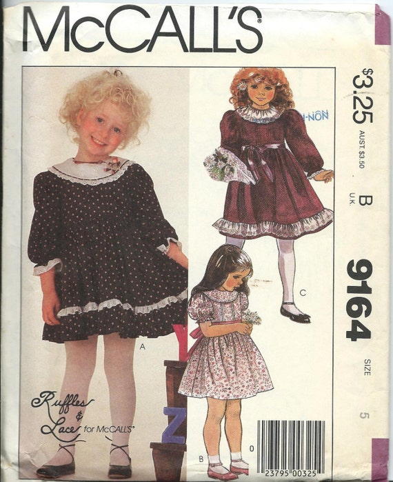 VTG Girls Dress Pattern Ruffles & Lace Mccall's 9164 | Etsy