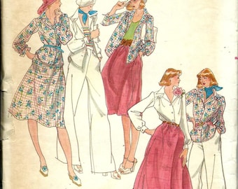 VTG Butterick 4169 Misses Shirt, Skirt and Wide Straight Leg Pants Pattern, Size 10 UNCUT