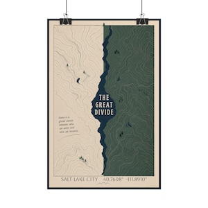 The Great Divide Inspired Map Print | Noah Kahan Inspired Wall Art | Personalized Coordinates Poster Custom Hometown Map | Folk Music Decor