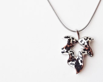 Pendant Only - sterling silver and enamel intarsia leaf