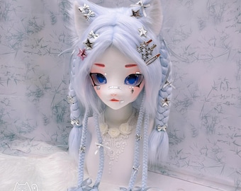 Ice Blue Wolf Kig Fursuit Full Set, Y2K Sweet Edgy Jirai Cosplay Costume