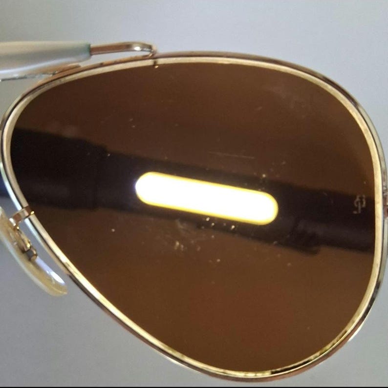 Vintage B&L Ray-Ban Outdoorsman solglasögon – guldfärgade bågar, B-15 linser, 58-14, hängetikett, fodral, tillverkade i USA bild 10