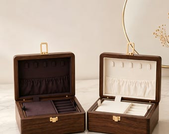 Anniversary Gift for Wife, Black Walnut Jewelry Box, Romantic Birthday Gift for Her