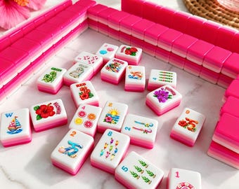 Conjunto de Mahjong Americano com Peças Havaianas para Praia, 152 ou 160 Peças, Acrílico, Ideal para Presentear em Festas de Verão.