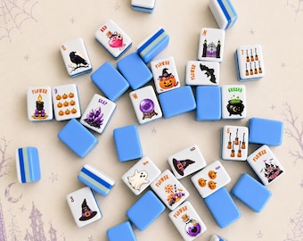 Halloween Mahjong Set, American Mahjong Tiles, UV Printed Acrylic Tile Game, Spooky Cute Gift for Mahjong Lovers