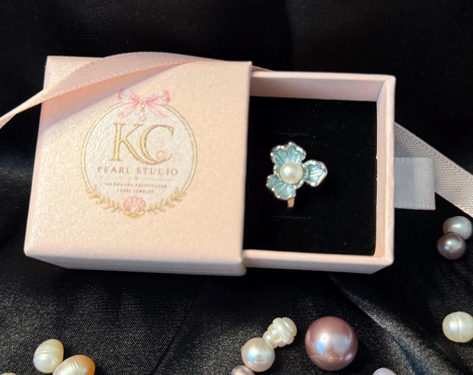 Freshwater Pearl Flower Ring | Adjustable Statement Ring | Coquette Floral Jewelry