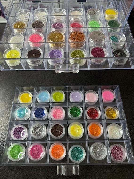 KC.XO Nail Capsule Bundle, Cute nail art accessories, glitter mixes, and gel colors