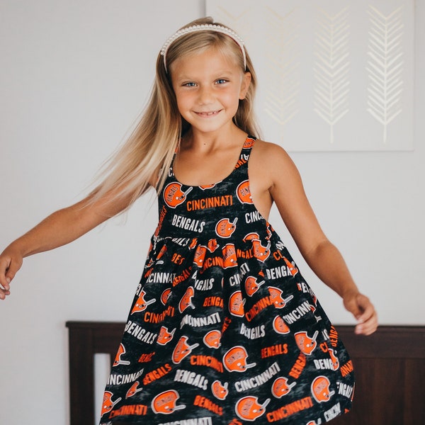 Bengals Ruffle Dress. Cincinnati Bengals Dress. Football Dress. Kids Dresses. Toddler Dresses. Tank Dresses. Ruffle Dress