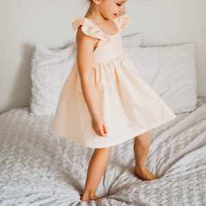 Peach Ruffle Dress. Pastel Peach Dress. Summer Dress. Kids Dresses. Toddler Dresses. Tank Dresses. Ruffle Dress