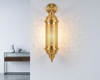 Authentic Brass Sconce, Traditional Wall Light, Handcrafted Filigree Lamp, Pierced Metal Sconce, Moorish Shadow Casting Light