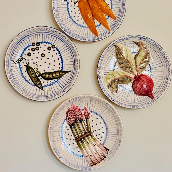 Vintage Decorative Wall Plates Jay Willfred Raised Vegetables Relief