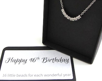 16th Birthday Necklace, Stainless Steel Teenage Girl Necklace, Milestone Birthday Gift, Gift For Sixteen Year Old Girl, Sixteenth Birthday