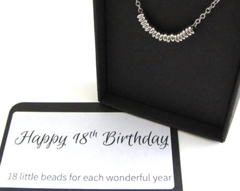 18th Birthday Necklace, Stainless Steel Teenage Girl Necklace, Milestone Birthday Gift, Gift For Eighteen Year Old Girl, Eighteenth Birthday