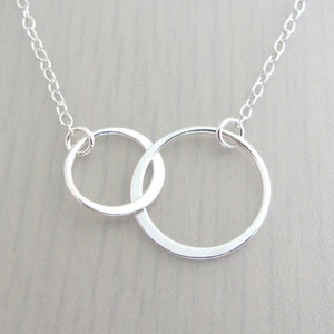Sterling Silver Linked Circle Necklace, Double Ring Necklace, Infinity Circle Necklace, Mother Daughter Necklace, Best Friend Gift