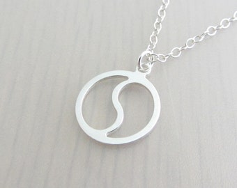 Sterling Silver Yin Yang Charm Necklace, Silver Yoga Pendant, Zen Gift, Minimalist Jewelry, Valentines Gift, Gift For Her