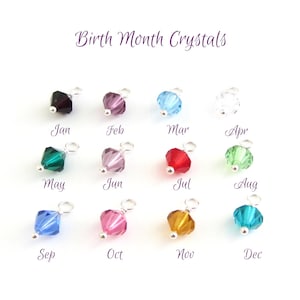 Sterling Silver Add On Crystal Birthstone Charm, 6mm Birth Month Crystal