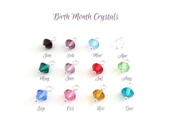 Sterling Silver Add On Crystal Birthstone Charm, 6mm Birth Month Crystal