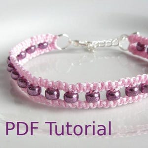 PDF Tutorial Beaded Square Knot Macrame Bracelet Pattern, Instant Download Macrame Seed Bead Bracelet Tutorial, DIY Friendship Bracelet