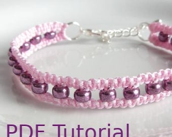 PDF Tutorial Beaded Square Knot Macrame Bracelet Pattern, Instant Download Macrame Seed Bead Bracelet Tutorial, DIY Friendship Bracelet