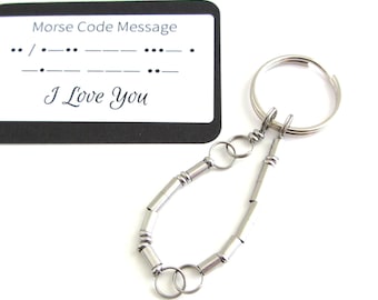 I Love You Morse Code Keyring, Secret Message Keychain, Valentines Gift, Morse Code Gift, Gift For Best Friend, Stocking Stuffer For Him