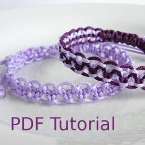 PDF-handleiding voor een macraméarmband met afwisselende vierkante knopen, direct te downloaden macraméarmband-handleiding, doe-het-zelf vriendschapsarmband met schuifsluiting