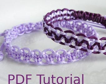 PDF Tutorial Alternating Square Knot Macrame Bracelet Pattern, Instant Download Macrame Bracelet Tutorial, DIY Friendship Slider Bracelet