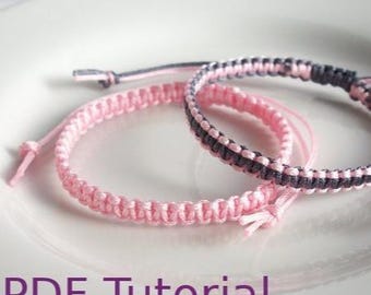 PDF-handledning Mönster för fyrkantigt knut-makraméarmband, direktnedladdning Handledning för makraméarmband, DIY-vänskapsglidararmband
