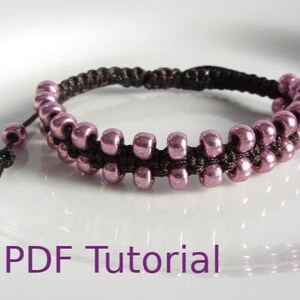 PDF Tutorial Beaded Square Knot Macrame Bracelet Pattern, Instant Download Seed Bead Bracelet Tutorial, DIY Friendship Slider Bracelet