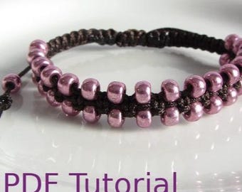 PDF Tutorial Beaded Square Knot Macrame Bracelet Pattern, Instant Download Seed Bead Bracelet Tutorial, DIY Friendship Slider Bracelet