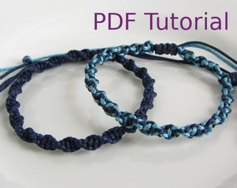 Tutorial PDF Patrón de pulsera de macramé en espiral con nudo medio cuadrado, Tutorial de pulsera de macramé de descarga instantánea, pulsera deslizante de amistad DIY