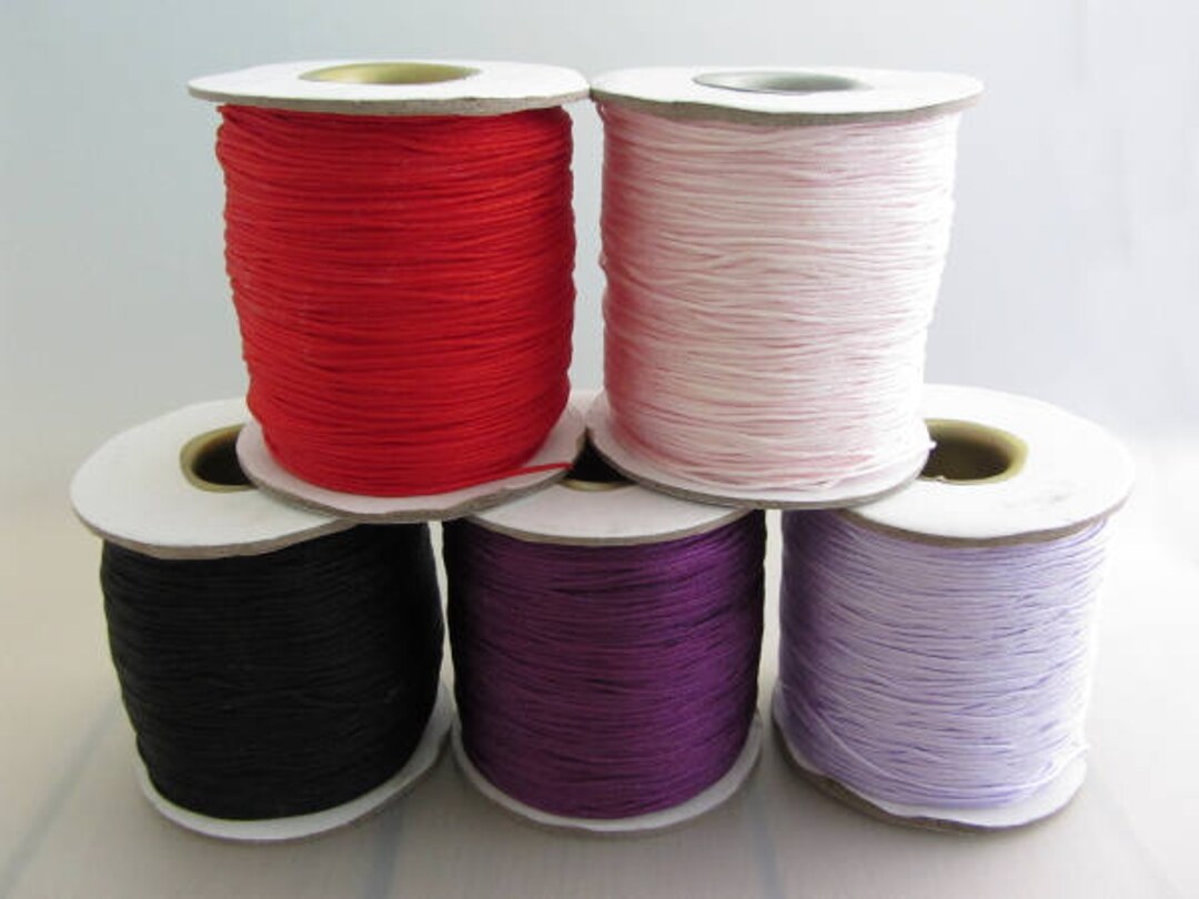0.6mm Width Macrame Knotting Cord, 5m Length Waxed Nylon Cord, Black Lilac Pink Purple Red Cord