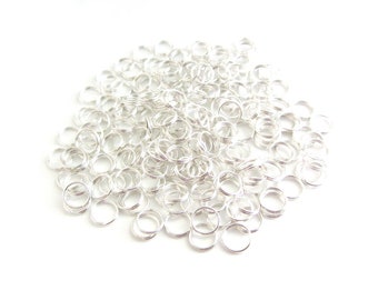 200 Silver Plated Split Rings, 7mm Split Rings, Jewelry Craft Supply, Destash