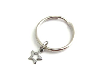 Hollow Star Charm Keychain, Space Keyring, Star Bag Charm, Space Purse Clip, Celestial Keychain, Space Gift, Night Sky Gift, Astronomy Gift