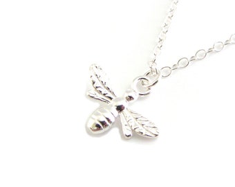 Sterling Silver Bee Charm Necklace, Wildlife Pendant, Animal Lovers Gift, Insect Pendant, Bee Keeper Necklace, Honeybee Gift, Gift For Her