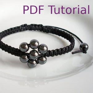 PDF Tutorial Beaded Flower Square Knot Macrame Bracelet Pattern, Instant Download Macrame Bracelet Tutorial, DIY Friendship Slider Bracelet